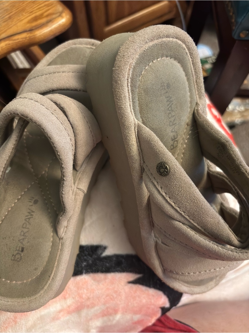BearPaw Kids Taupe Slip-On Sandals